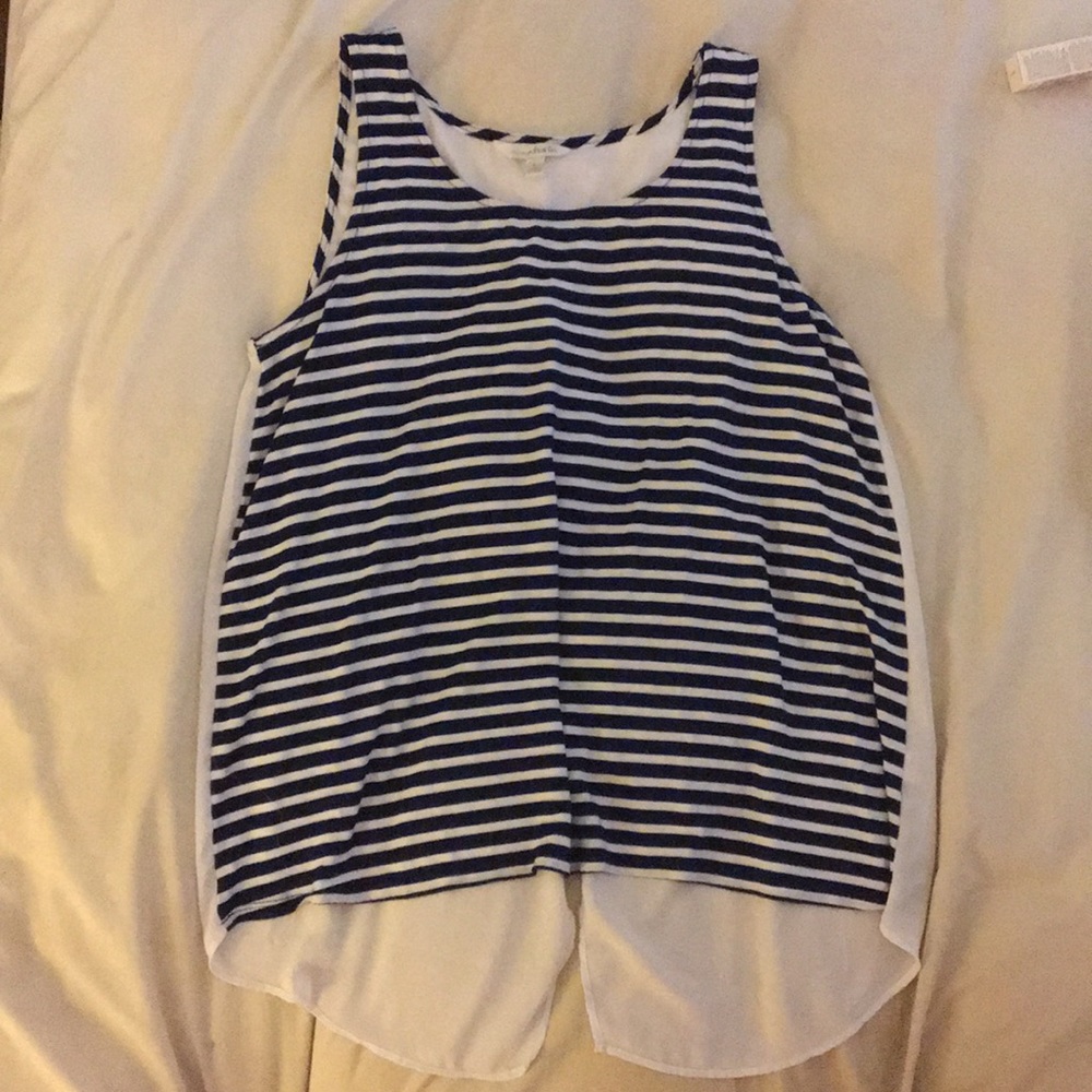 Navy and white striped open back tank